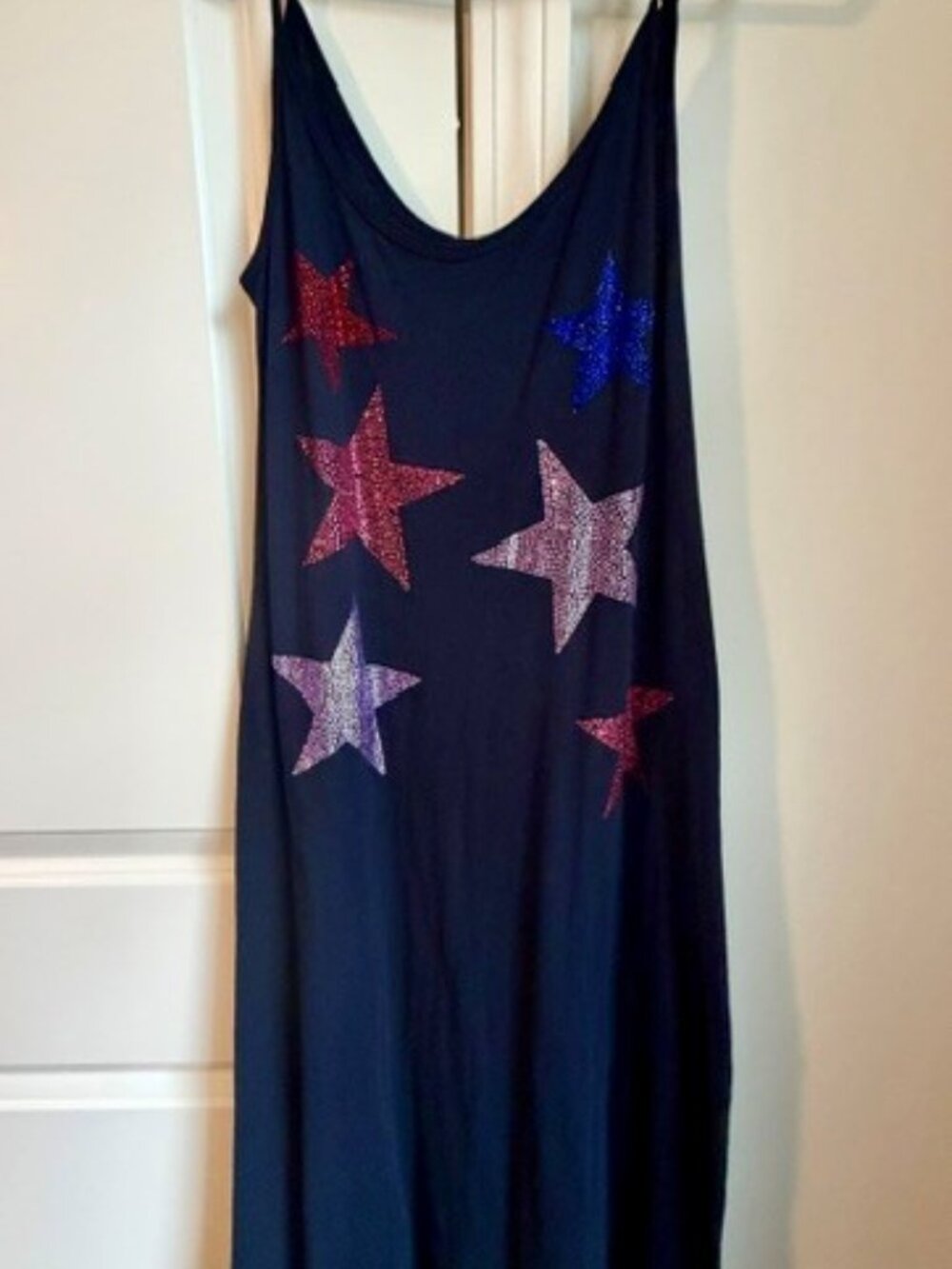 Lauren Moshi Berna Spaghetti A-Line Maxi Dress featuring the Color Crystal Multi